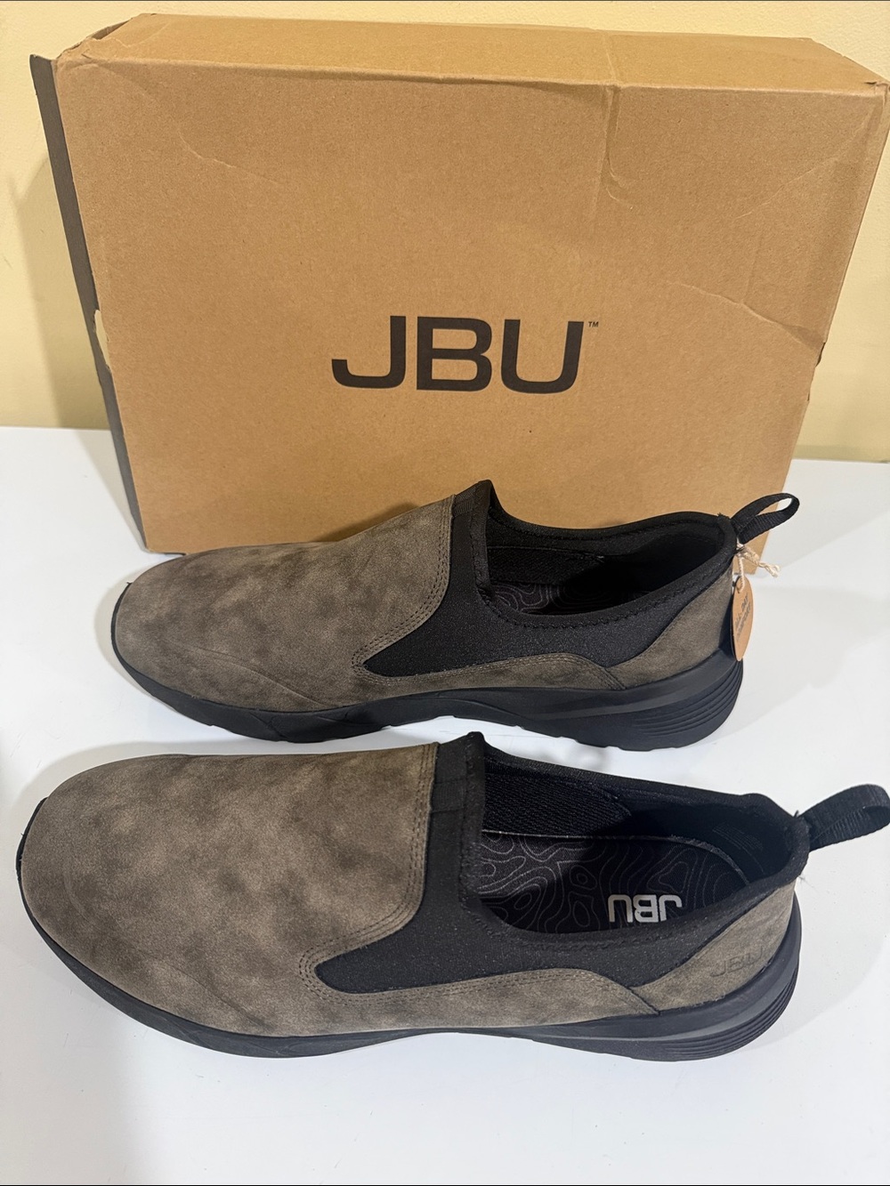 JBU Men's Slip-On Loafers in Olive Green and Black